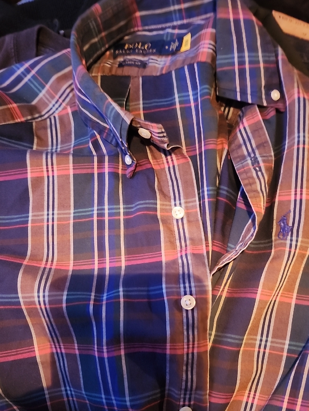 Ralph Lauren Navy & Pink Plaid Button-Down Shirt